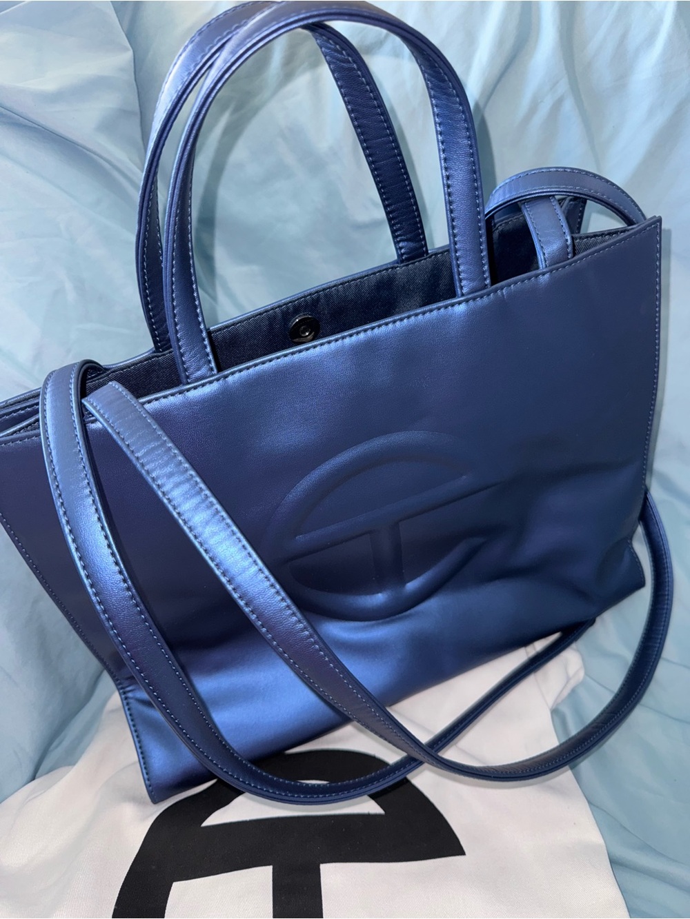 Authentic Cobalt Telfar Faux Leather Tote Bag- Medium.